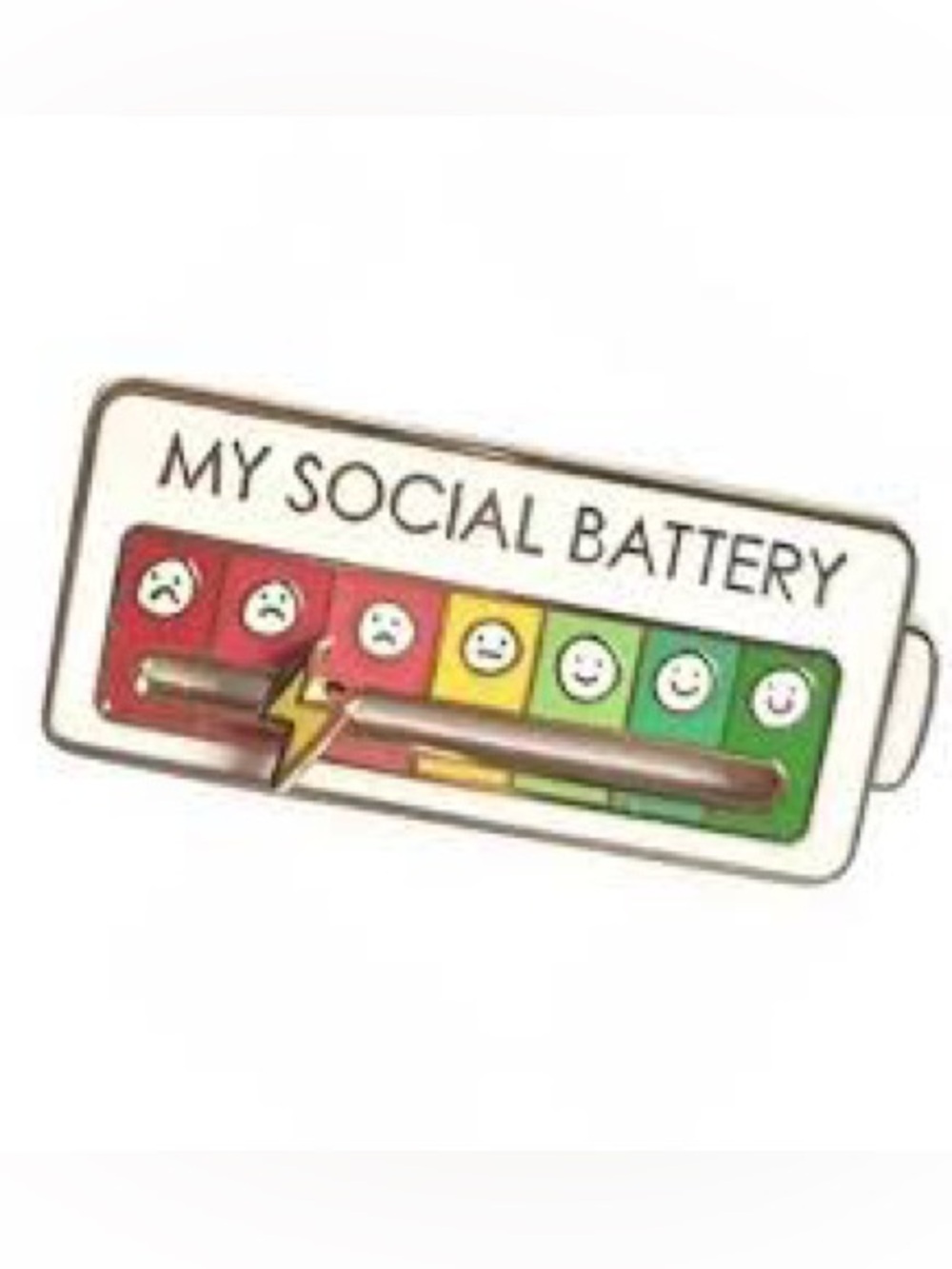 My Social Battery Enamel Pin - Multicolor Mood Meter adjustable slide indicator